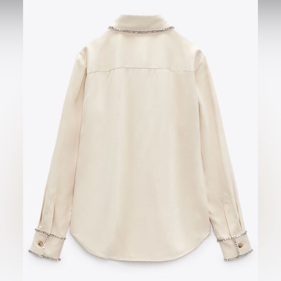 ZARA JEWEL RHINESTONE BUTTON DOWN SHIRT - Picture 5 of 6